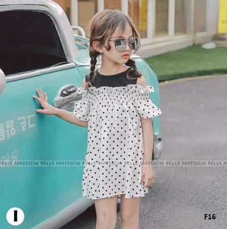 dress sabrina polkadot seksi anak
